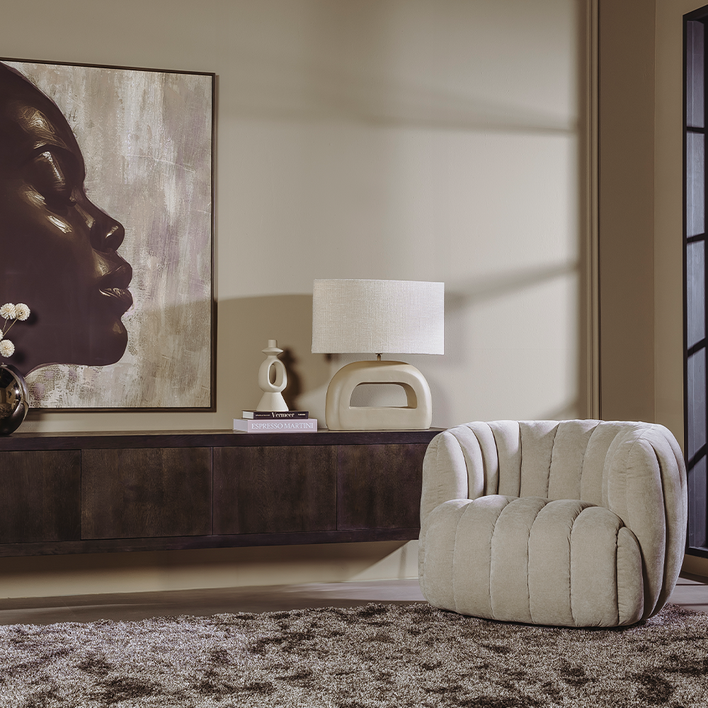 Draaifauteuil Verdi | Beige — Zijaanzicht - sfeer