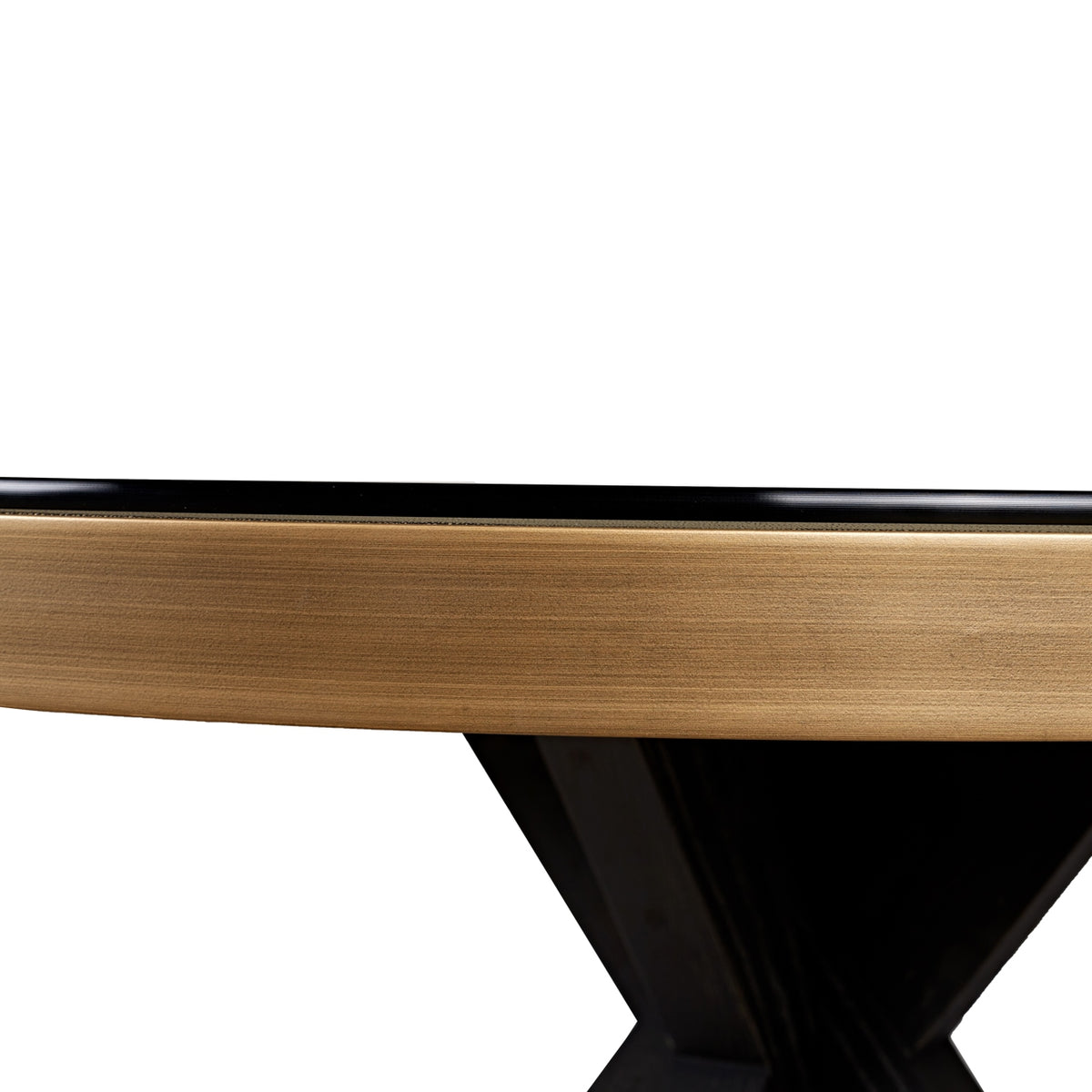 Eettafel Bloomville goud glas, detail van het materiaal