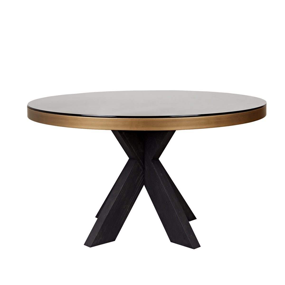 Eettafel Bloomville goud glas, vooraanzicht op witte achtergrond