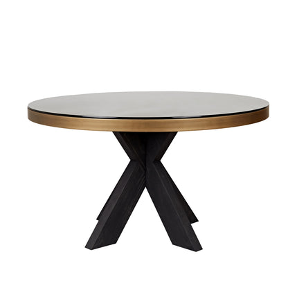Eettafel Bloomville goud glas, vooraanzicht op witte achtergrond