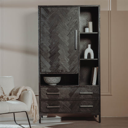 Vakkenkast Ziano | Zwart Eiken Fineer