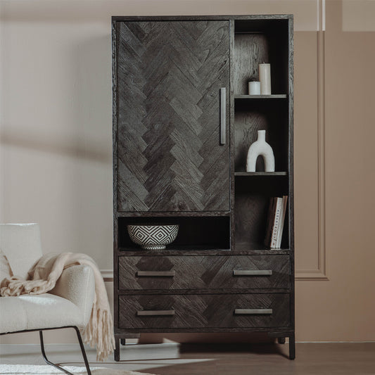 Vakkenkast Ziano | Zwart Eiken Fineer