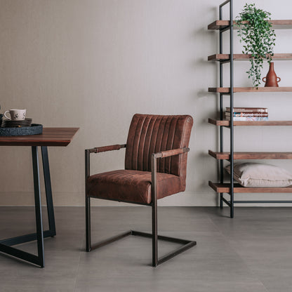 Eetkamerstoel Ferro | Met Armleuning Microvezel Donkerbruin