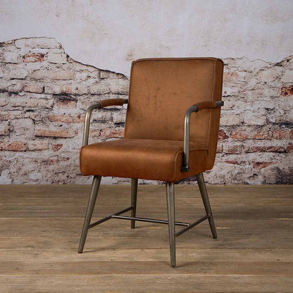 Eetkamerstoel Belmonte | Met armleuning | Fabric Cherokee Cognac