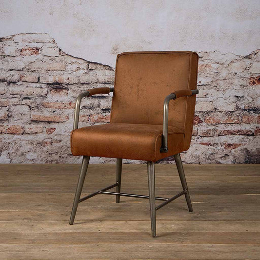 Eetkamerstoel Belmonte | Met armleuning | Fabric Cherokee Cognac