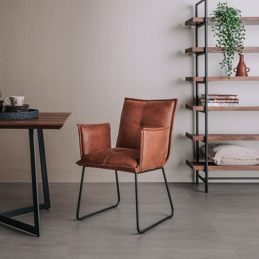 Eetkamerstoel Seda | Met armleuning | Fabric Cherokee Cognac