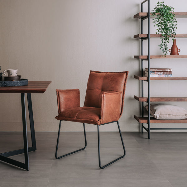 Eetkamerstoel Seda | Met armleuning | Fabric Cherokee Cognac