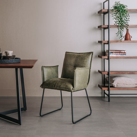 Eetkamerstoel Seda | Met armleuning | Fabric Cherokee Groen