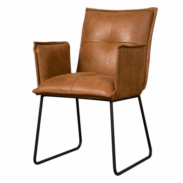 Eetkamerstoel Seda | Met armleuning | Fabric Cherokee Cognac
