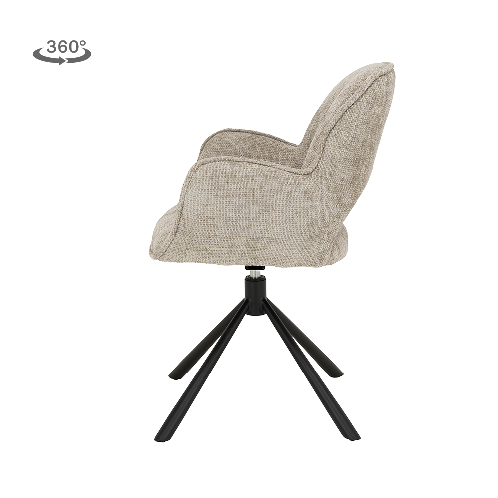 Eetkamerstoel Isola | Beige Stof — Zijaanzicht - witfoto