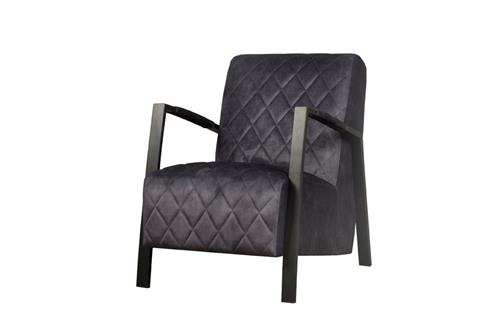 Fauteuil Villa | Velvet Antraciet — Zijaanzicht - witfoto