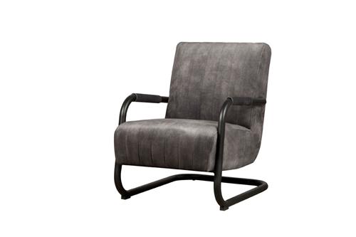 Fauteuil Riva velvet antraciet, schuin vooraanzicht op witte achtergrond