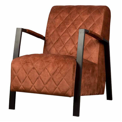 Fauteuil Villa | Velvet Bruin — Vooraanzicht - witfoto
