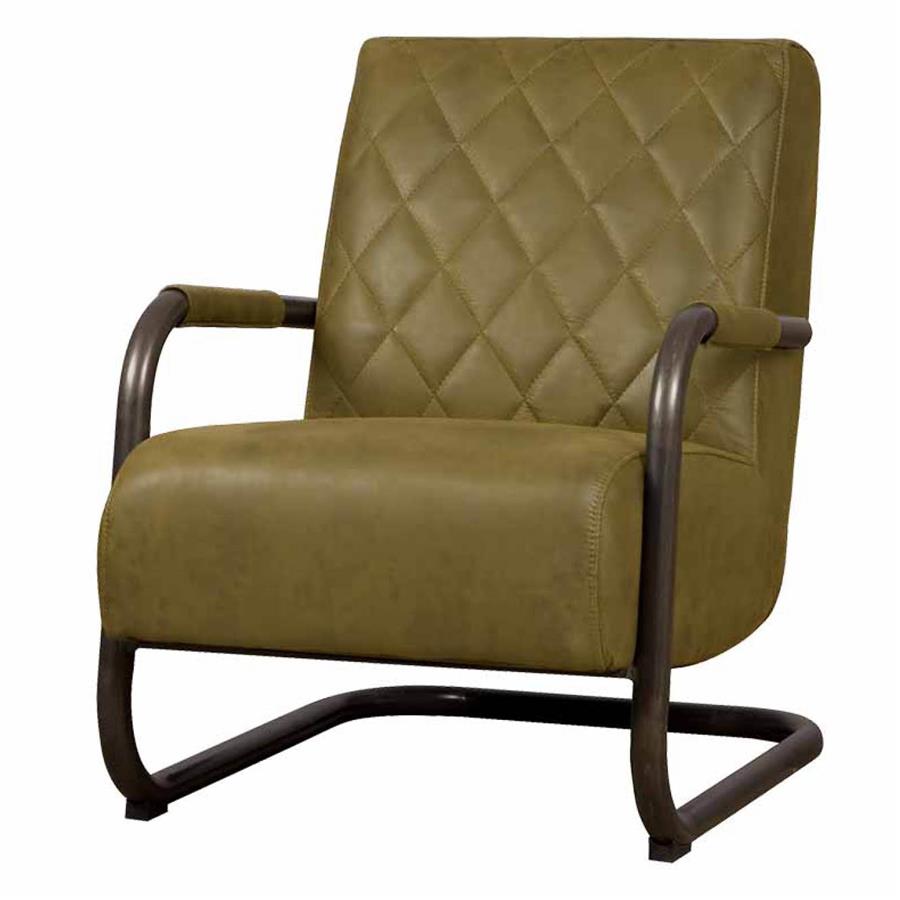 Fauteuil Civo microvezel groen, schuin vooraanzicht op witte achtergrond