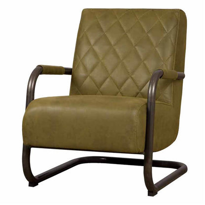 Fauteuil Civo microvezel groen, schuin vooraanzicht op witte achtergrond