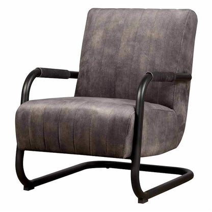 Fauteuil Riva velvet antraciet, schuin vooraanzicht op witte achtergrond