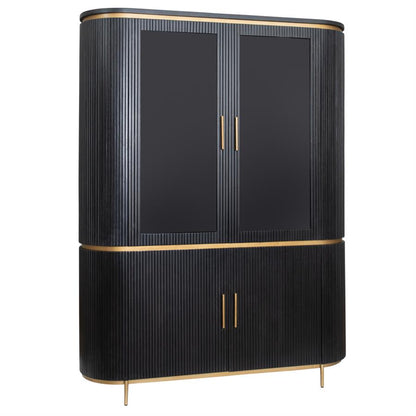 Buffetkast Rivello zwart mangohout, vooraanzicht op witte achtergrond