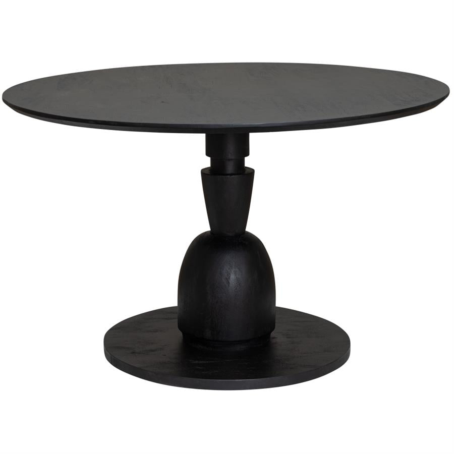 Eettafel Brunello zwart mangohout, vooraanzicht op witte achtergrond