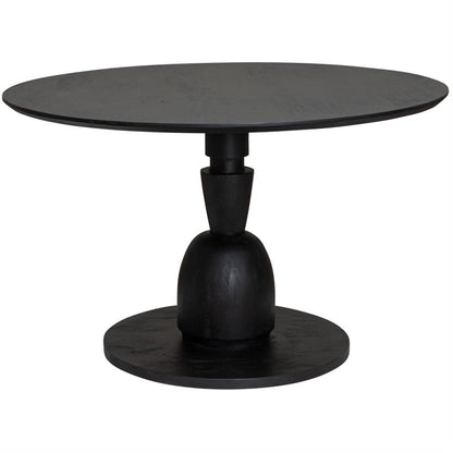 Eettafel Brunello zwart mangohout, vooraanzicht op witte achtergrond