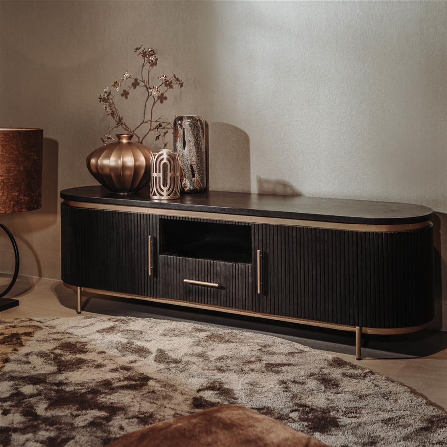 TV-Meubel Rivello | Zwart Mangohout