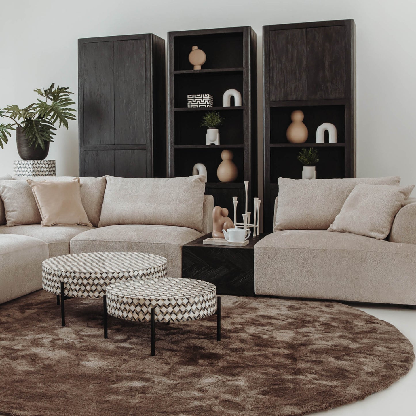 Opbergkast Tenna | Zwart Mangohout | 2 Open Vakken