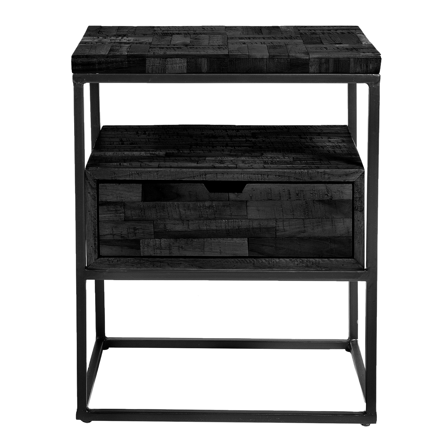 Nachtkastje Grey Block | 1 Lade | Zwart Teakhout