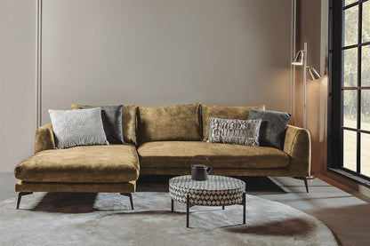Hoekbank Nottingham oker, vooraanzicht in een interieur