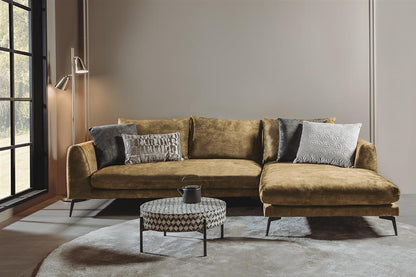 Hoekbank Nottingham oker, vooraanzicht in een interieur