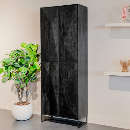 Opbergkast Onyx | Zwart Mangohout | 4 deuren