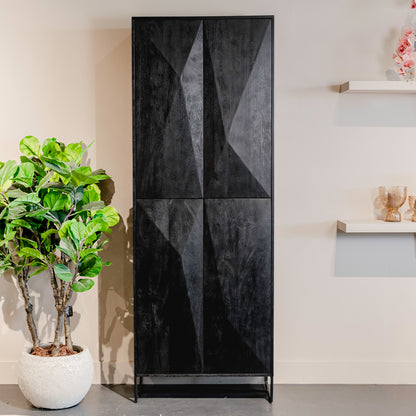 Opbergkast Onyx | Zwart Mangohout | 4 deuren