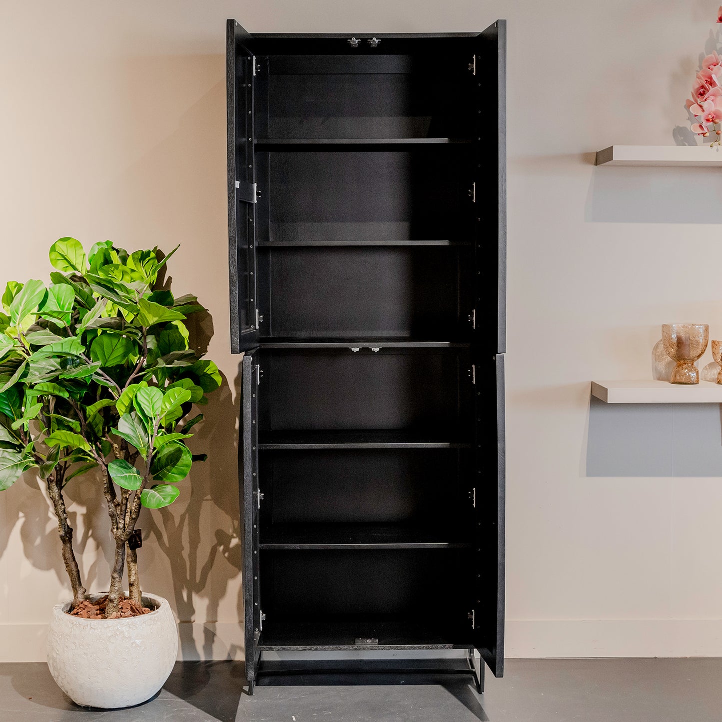 Opbergkast Onyx | Zwart Mangohout | 4 deuren