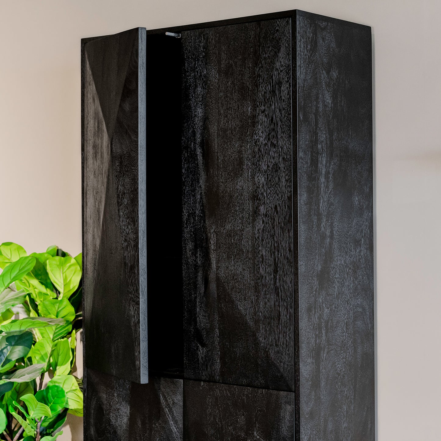Opbergkast Onyx | Zwart Mangohout | 4 deuren