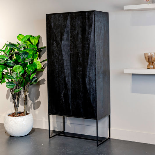 Opbergkast Onyx | Zwart Mangohout | 2 deuren