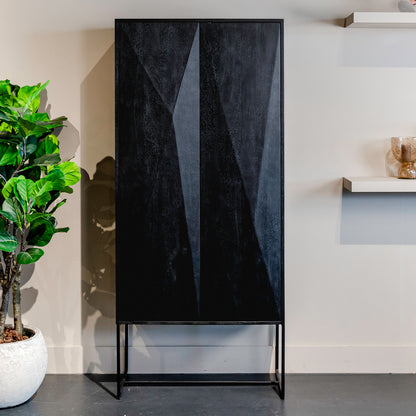Opbergkast Onyx | Zwart Mangohout | 2 deuren