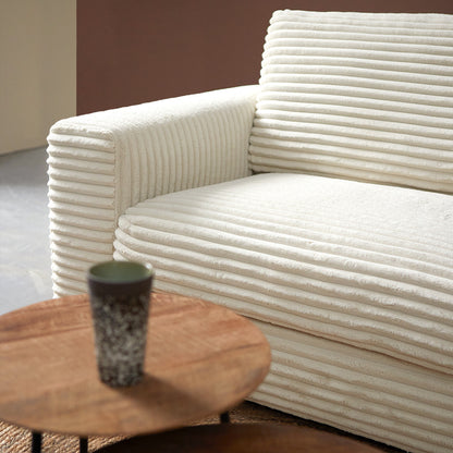 Hoekbank Uno | Beige Ribstof