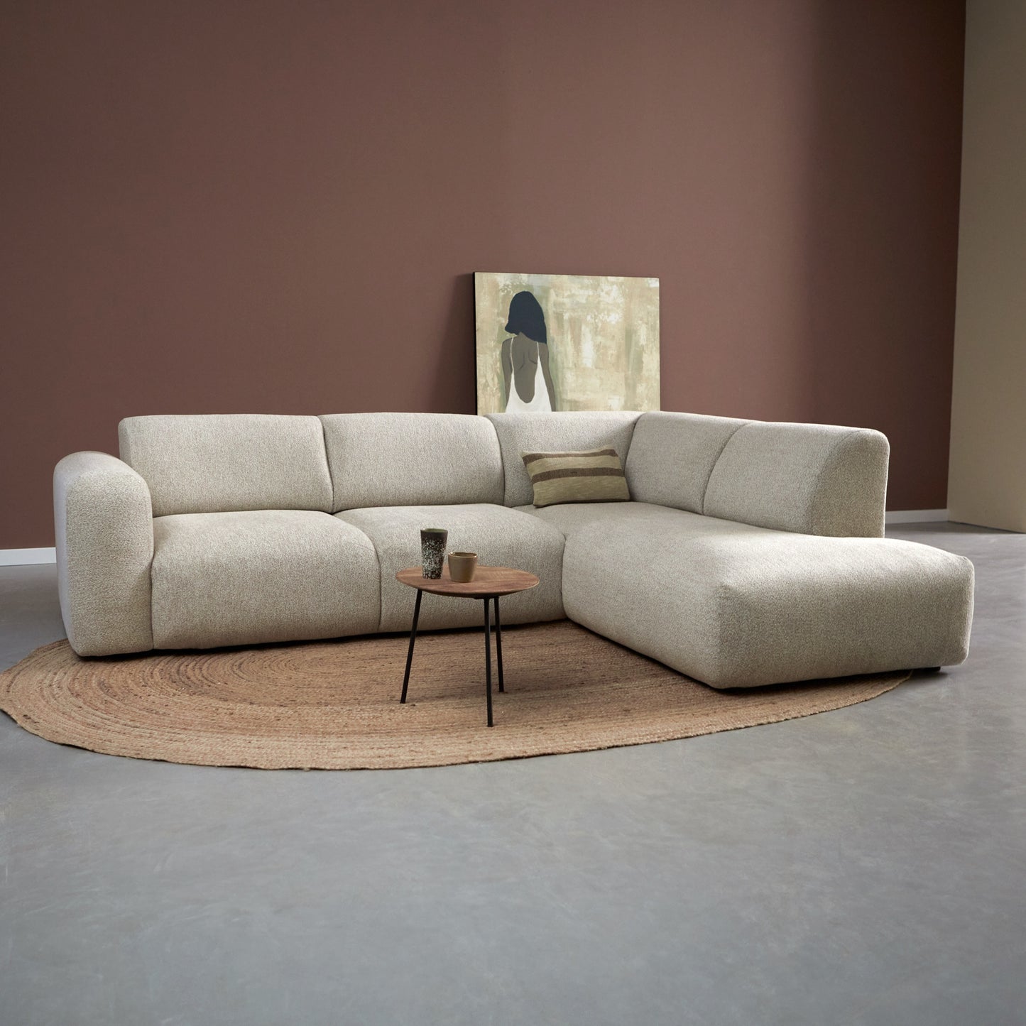 Hoekbank Soul | Sole 05 | Wit/Beige Chenille