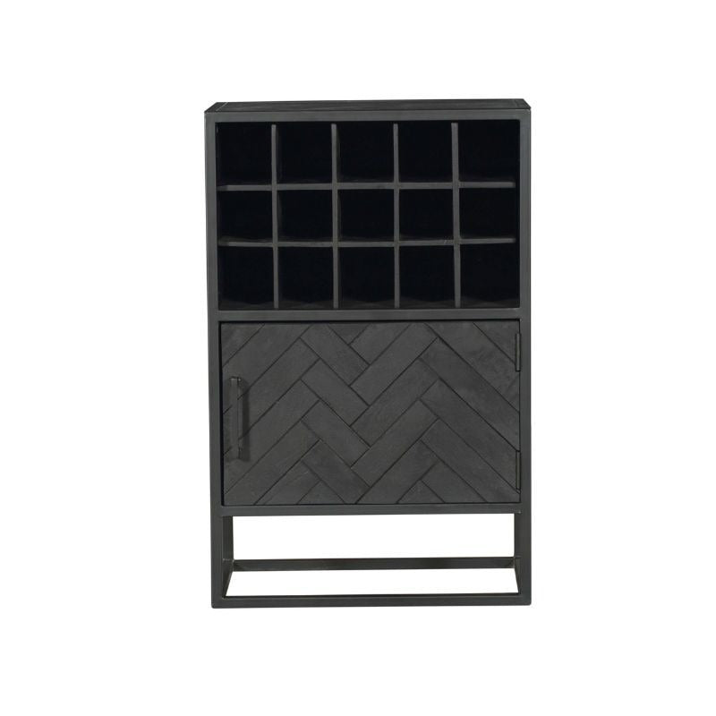 Wijnkast Yara | Zwart Mangohout