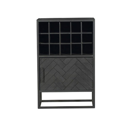 Wijnkast Yara | Zwart Mangohout