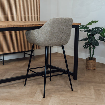 Barkruk Cas | Horecahoogte  | Beige — Achteraanzicht - sfeer