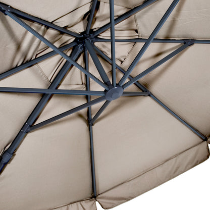 Zweefparasol Virgo | Ecru | Met Volant | Ø3,5 Meter | Rond