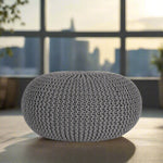 Poef Knitted | Donkergrijs Katoen