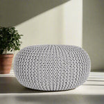 Poef Knitted | Grijs Katoen