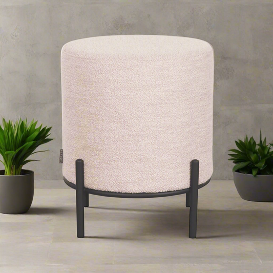 Poef Troy | 43 cm | Naturel Bouclé