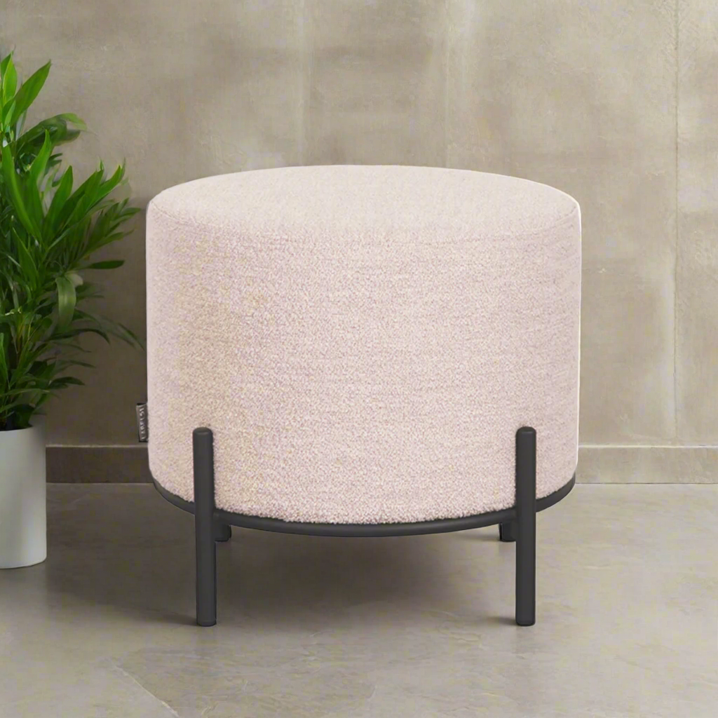 Poef Troy | 48 cm | Naturel Bouclé