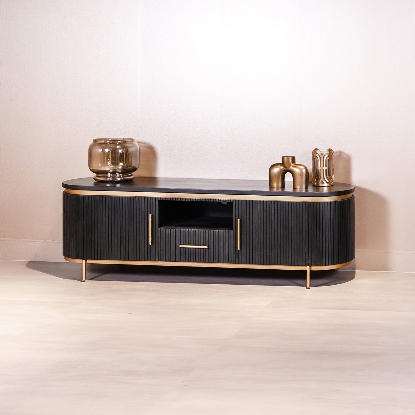 TV-Meubel Rivello | Zwart Mangohout