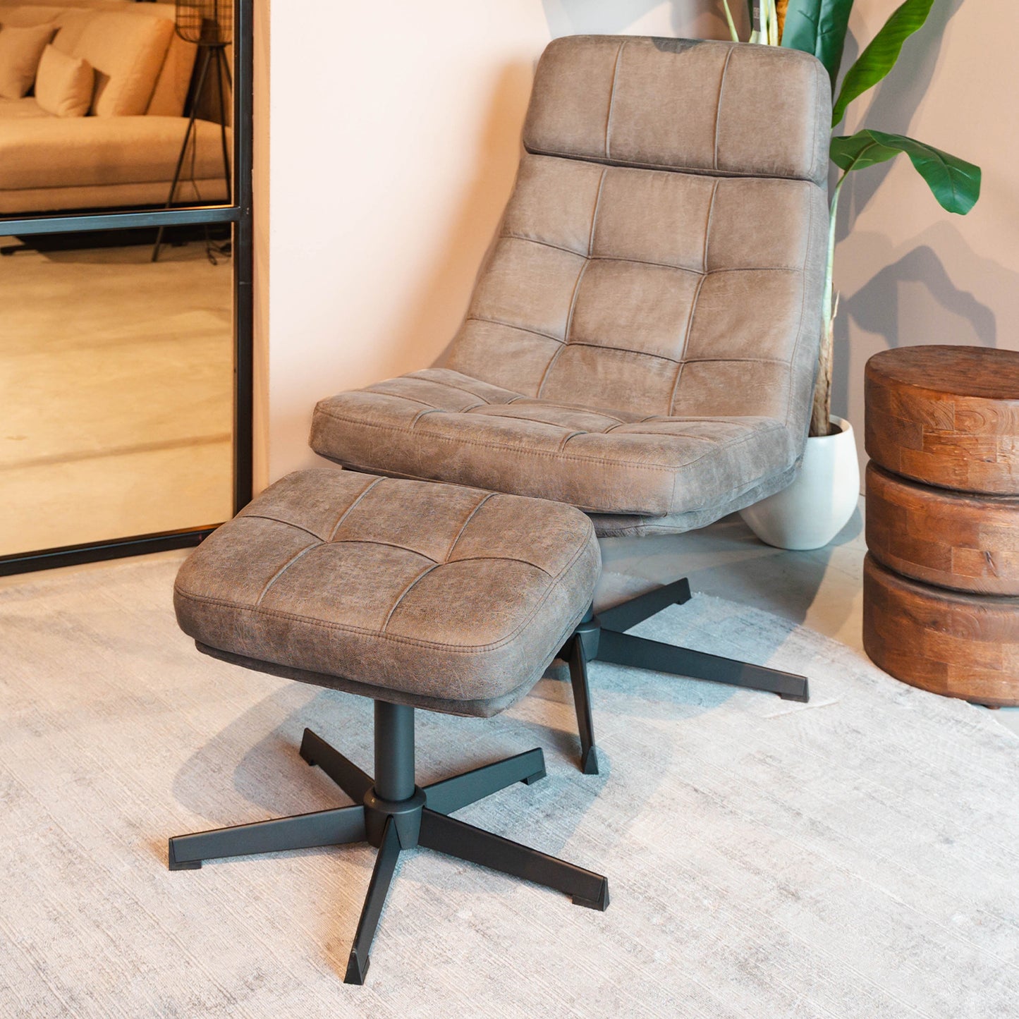 Draaifauteuil Alvar | Taupe Micro Suède