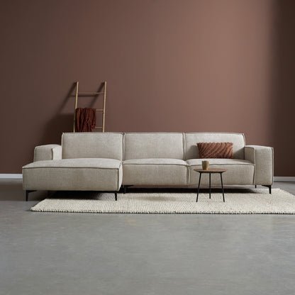 Hoekbank River stof naturel chair lounge l+r, vooraanzicht in een interieur