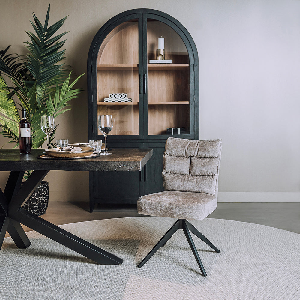 Eetkamerstoel Rosora | Zonder armleuning | Beige Stof