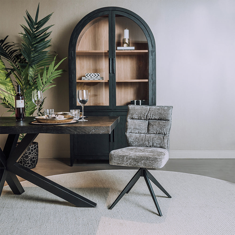 Eetkamerstoel Rosora | Zonder armleuning | Grijs Stof