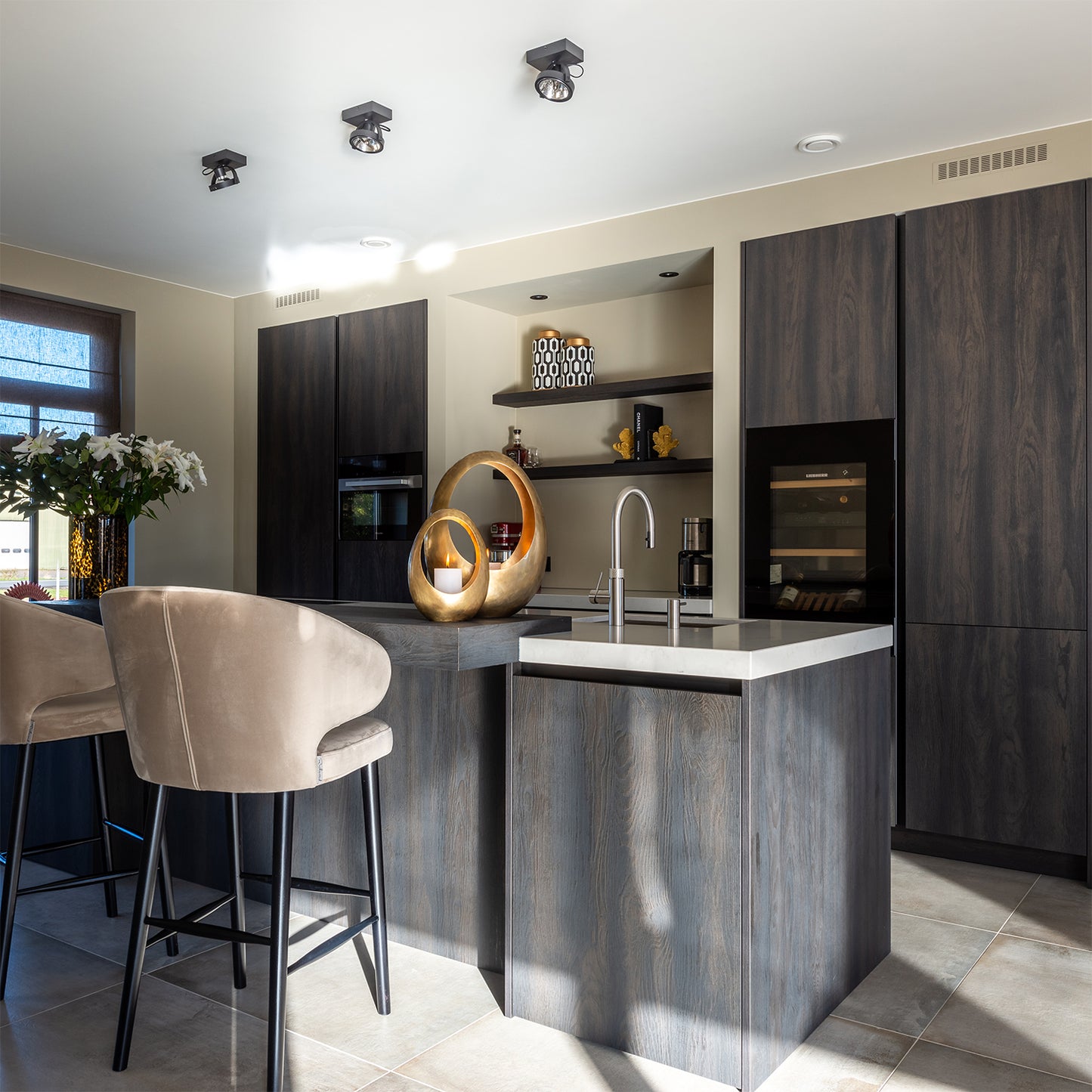 Barstoel Indigo | Kookeiland of Bartafel | Khaki Velvet